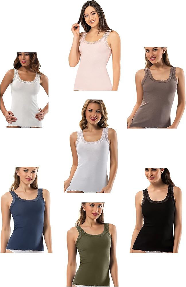 VAVONNE Lace Camisole Tank Tops for Women, Soft Stretch Ribbed